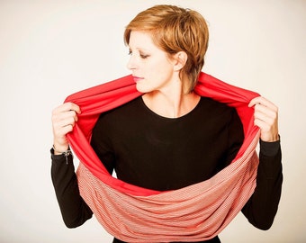 SALE Infinity scarf 'Grafic print' Coral