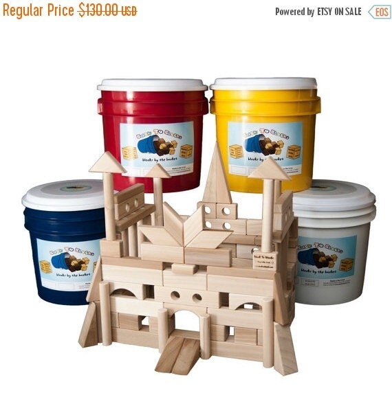 ON SALE Wooden Building Blocks118 Blocks In A by BackToBlocks
