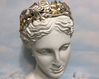 Gold silver baroque embroidered flower headband Flower Crown Headban Womens Headband gold flower headband gold headband gold headpiece bride