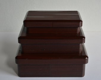 Nest of three vintage Japanese urushi lacquerware boxes