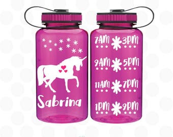 unicorn water bottle - water intake bottle - unicorn bottle - Water bottle 34oz. - unicorn gifts - cute unicorn - unicorn cup