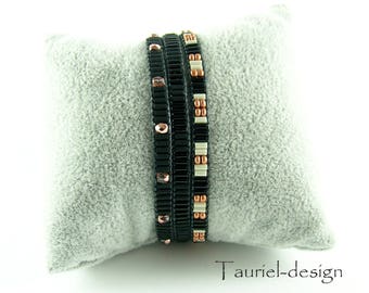 Everyday Bracelet, Tiny Bracelet, Seed Bead Bracelet, Everyday Bracelet, Bracelet Set, Wrap Bracelets, Black Bacelet, Black and Copper