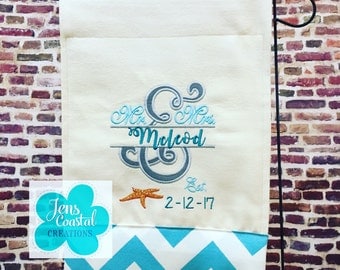 Garden Flag/Beach Decor/Beach/Beach Wedding/Decorative Flag/Banner/Beach House/Nautical/Wedding Flag/Mr & Mrs/Personalized Garden Flag