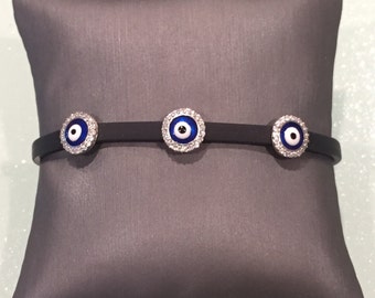 Leather Evil Eye Bracelet- Round
