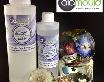 Resin. Alamould Ultimate Crystal Clear Jewelry Grade Resin 24/48oz Kit, PartA/PartB, Made in USA. Low Viscosity. Bubbles Free! VOC Free