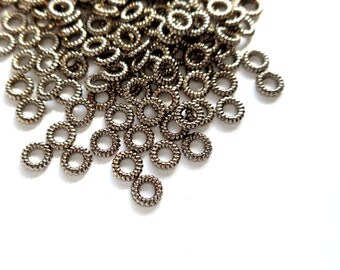50 Gunmetal Textured Jump Rings 5mm, Closed Loop - 10-GM-5CL