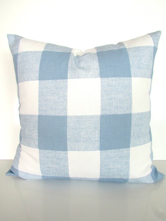BLUE Buffalo Check PILLOWS Blue Throw Pillow Covers Cashmere