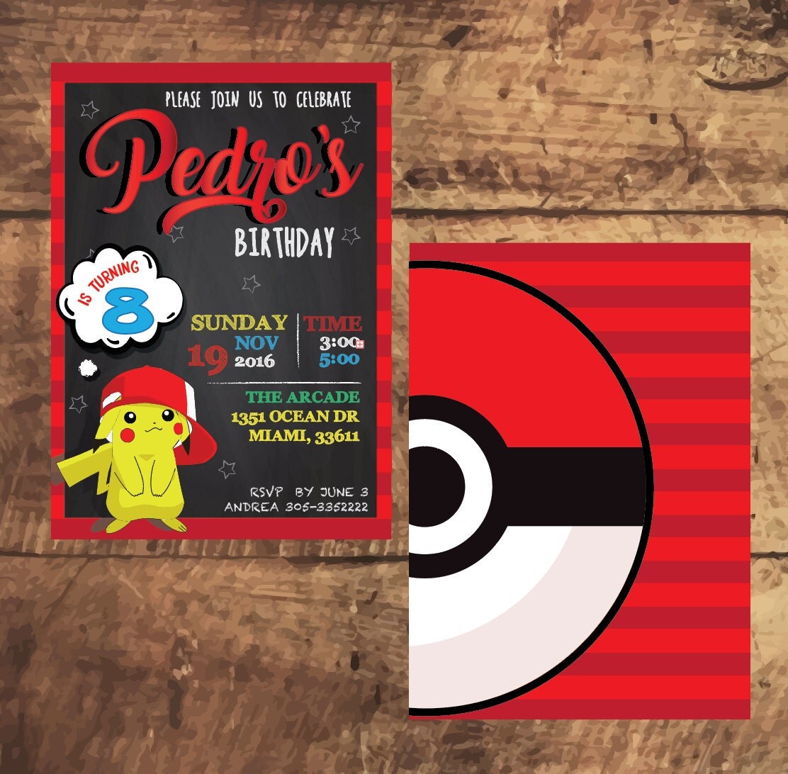 POKEMON POKEBALL INVITATION Pokemon invite pokemon go poke