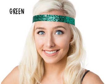Wide Green Glitter Adjustable NO SLIP Headband