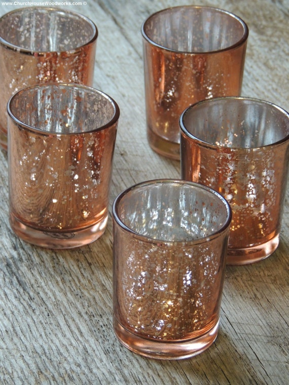84 Rose Gold Mercury Glass Votive Holders Copper Candle