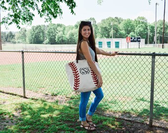 Baseball Tote Bag - Monogram Baseball Tote - Baseball Bag - Baseball Mom Bag - Baseball Tote For Mom - Mother's Day Gift Idea - Gift Idea