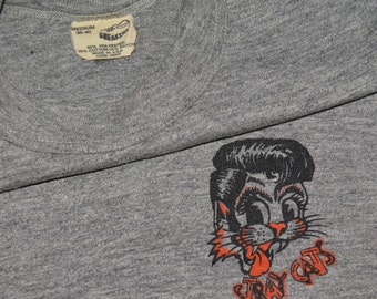1982-83 STRAY CATS vintage 80's Rockabilly concert tour sleeveless punk-rock t-shirt (S/M) Small Brian Setzer Rayon Triblend tee tshirt Gift