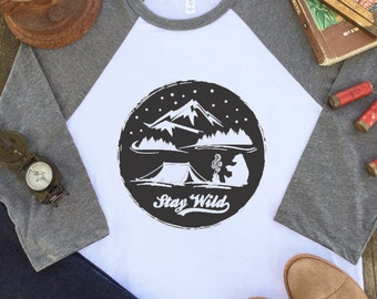 Bear Shirt - Hiking Tee - Geometric Bear - Womens Camping Shirt - Message Tee - Mountain Shirt - Wilderness Explorer - Gift for Travelers