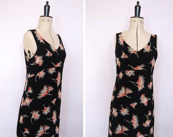 Vintage 1990s maxi dress - 90s floral maxi dress - 1990s grunge dress - 90s floral dress - 90s maxi dress - 90s Rayon dress - Babydoll dress