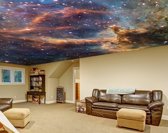 Space Ceiling Decal / Custom Wall Sticker / Universe Milky Way Stars Room Mural / Fantasy Personalised Ceilings Wallpapers + Free Decal Gift