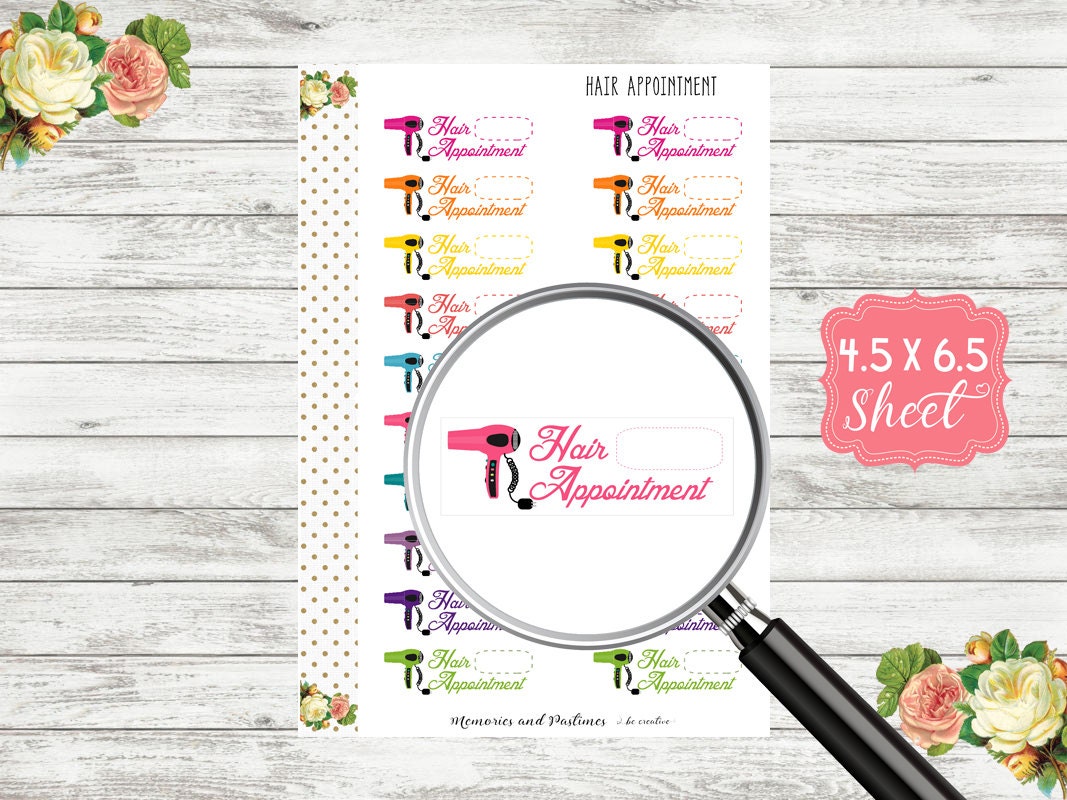 Hair Salon Appointment Reminder Planner Stickers Erin