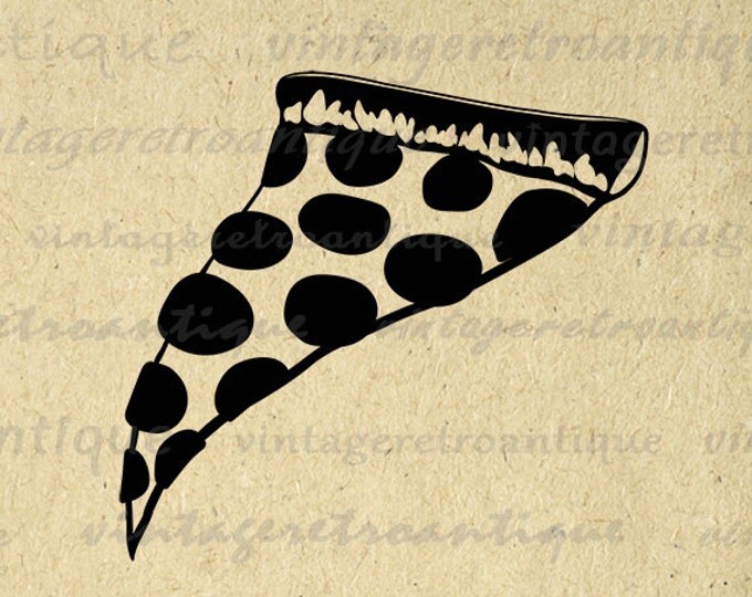 Pizza Digital Printable Download Slice of Pizza Graphic Image Artwork Vintage Clip Art Jpg Png Eps HQ 300dpi No.4336