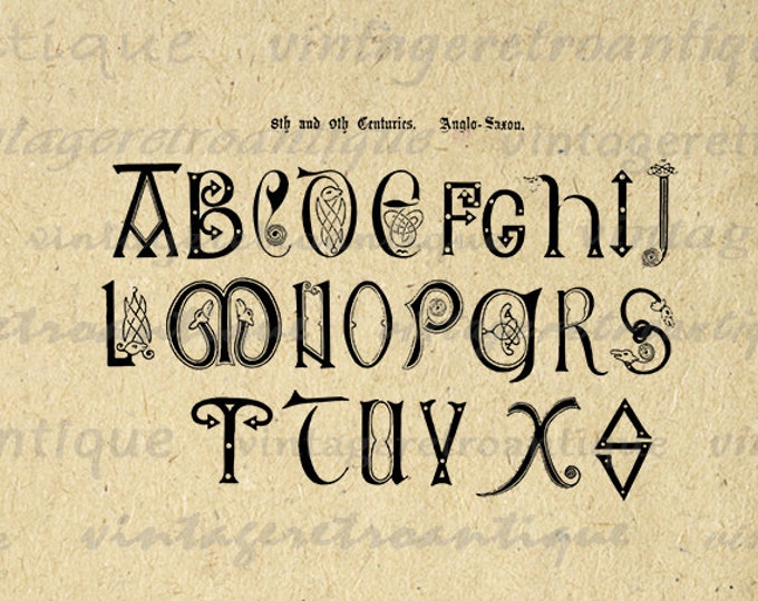 Ancient Alphabet Digital Graphic Download Antique Letters Printable Image Vintage Clip Art Jpg Png Eps HQ 300dpi No.393