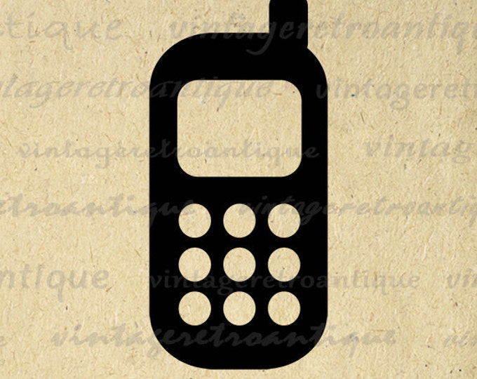 Printable Digital Cell Phone Graphic Cell Phone Icon Image Download Antique Clip Art for Transfers Making Prints etc HQ 300dpi No.3949