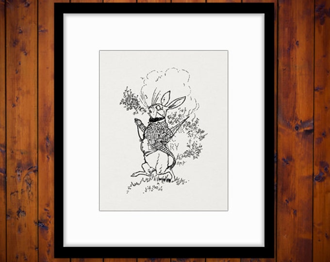 Printable Graphic March Hare Alice in Wonderland Image Download Digital Vintage Clip Art Jpg Png Eps HQ 300dpi No.2504