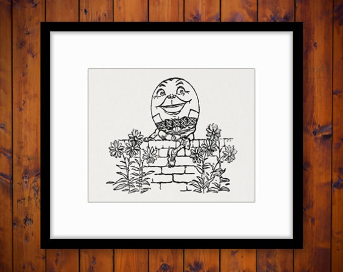 Digital Printable Alice in Wonderland Humpty Dumpty Download Graphic Image Vintage Clip Art Jpg Png Eps HQ 300dpi No.2471