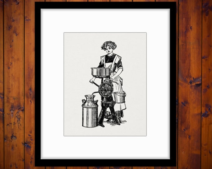 Printable Antique Farm Woman Digital Download Image Graphic Vintage Clip Art for Transfers Making Prints etc HQ 300dpi No.1368