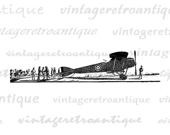 Printable Digital Antique Airplane Image Plane Download Illustration Graphic Vintage Clip Art for Transfers etc HQ 300dpi No.3237