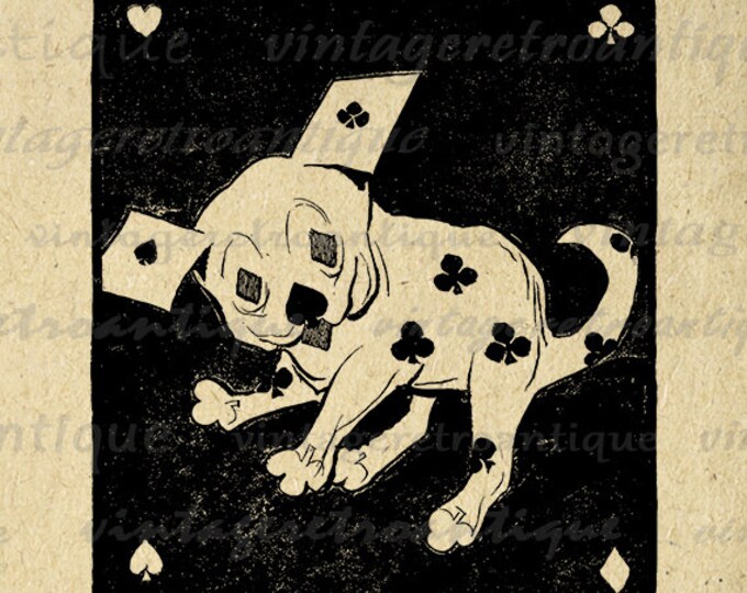 Poker Dog Antique Printable Graphic Download Suits Poker Puppy Image Digital Vintage Clip Art Jpg Png Eps HQ 300dpi No.1761