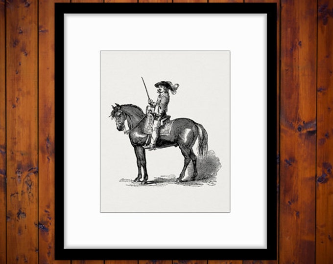 Horseback Rider Printable Graphic Download Image Digital Artwork Vintage Clip Art Jpg Png Eps HQ 300dpi No.2288