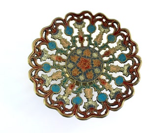 Brass and Enamel Footed Bowl
