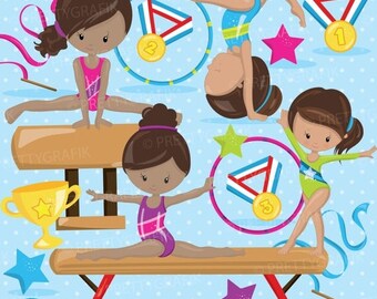 80% OFF SALE Gymnastic Girls clipart commercial use, gymnastic clipart vector graphics, digital clip art, gym digital images - CL914