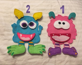 Felt Monster Dolls - "Paper Dolls with Velcro" - Choose Your Own Color