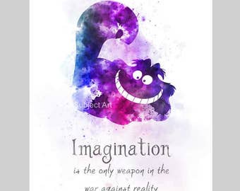 Cheshire Cat inspired Quote ART PRINT illustration, Alice in Wonderland, Wall Art, Home Decor, Nursery
