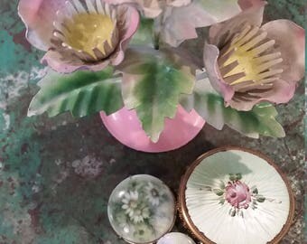 Italian Tole Flowers Pink Cottage Chic