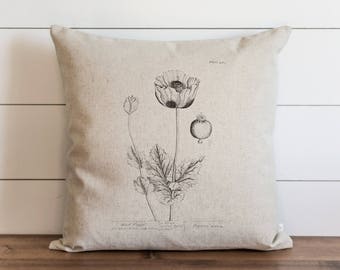 Poppy_one 20 x 20 Pillow Cover // Botanical // Floral // Throw Pillow // Cushion Cover // Gift for Her