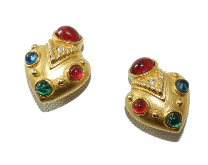 Vintage Gripoix Earrings, Poured Glass Earrings, Moghul Earrings, Statement Fashion Earrings, Designer Jewelry Jewellery, Mughal