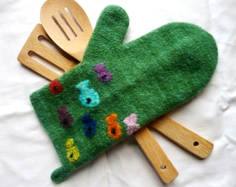 Handmade Felted Oven Mitt
