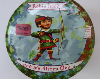 Vintage 1960s THORNE'S Toffee Tin: Robin Hood and his Merry Men Design