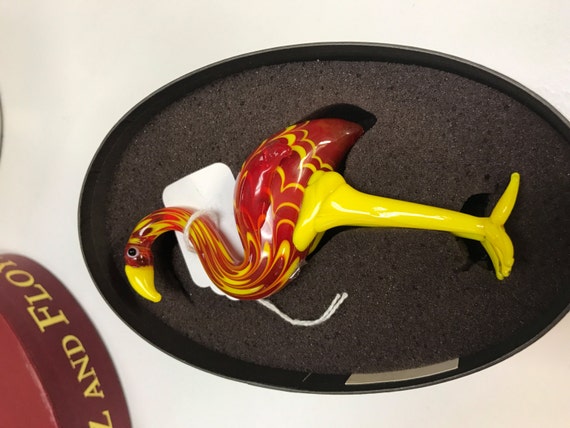 Art glass flamingo tiny figure Fitz And Floyd