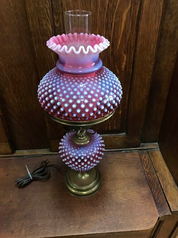 Fenton cranberry lamp hobnail gone with the wind