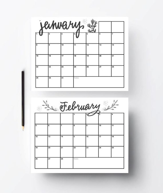 Items similar to 2017 8.5x5.5 HALF size Calendar - PRINTABLE, Mini Wall ...