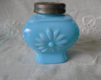 Victorian Blue Opaque Milk Glass Shaker Muffineer EAPG/ Rare Star Shaker Holes