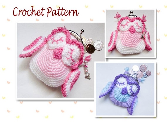 Crochet Pattern Owl Animal Coin Purse crochet novelty purse