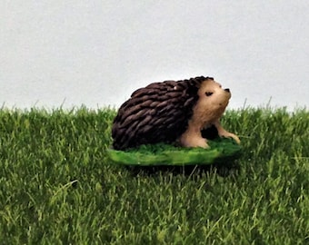 Miniature Hedgehog Figurine, Fairy Garden Accessory, Terrarium Supply