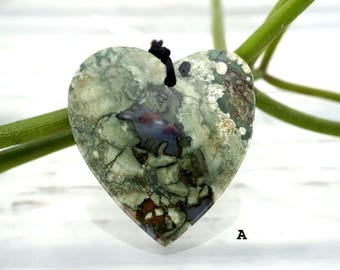 Rainforest Rhyolite heart shape pendants (ETP00280)