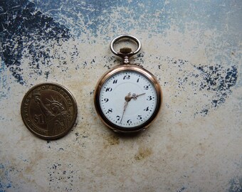 Antique Swiss made WORKING!!! Small Pocket Watch in coin silver 0.800 case / small open face pocket watch / Women's watch / Silver jewelry