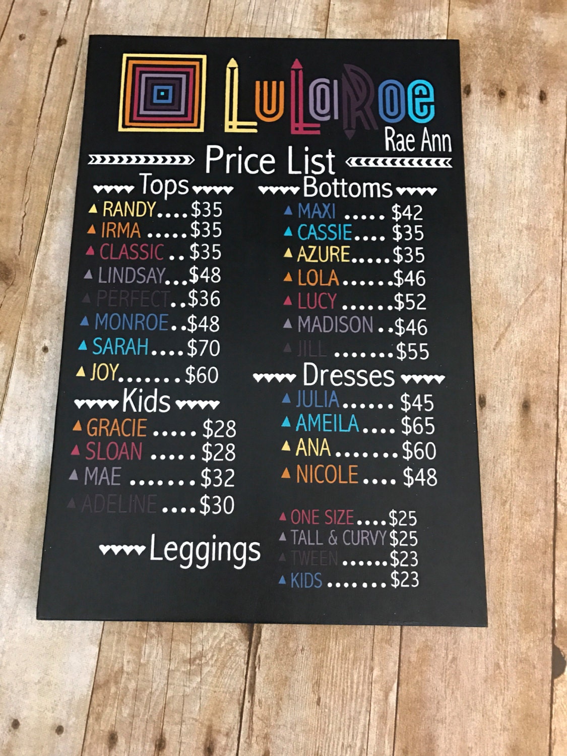 LuLaRoe price list custom sign Wood all by gigglesandwiggles4u