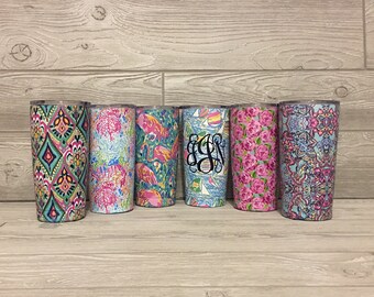 Personalized Tumbler - Monogram Tumbler - Lilly Inspired Cup - Lilly Tumbler Cup - Stainless Steel Cup - Stainless Steel Tumbler