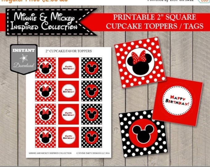 SALE INSTANT DOWNLOAD Girl and Boy Mouse Printable 2 Inch Square Cupcake Toppers / Favor Tags / Girl & Boy Mouse Collection/ Item #2117