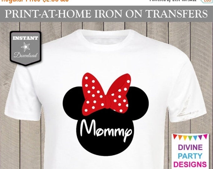 SALE INSTANT DOWNLOAD Print at Home Red Girl Mouse Mommy Printable Iron On Transfer / T-shirt / Family Trip / Birthday Party / Item #2400